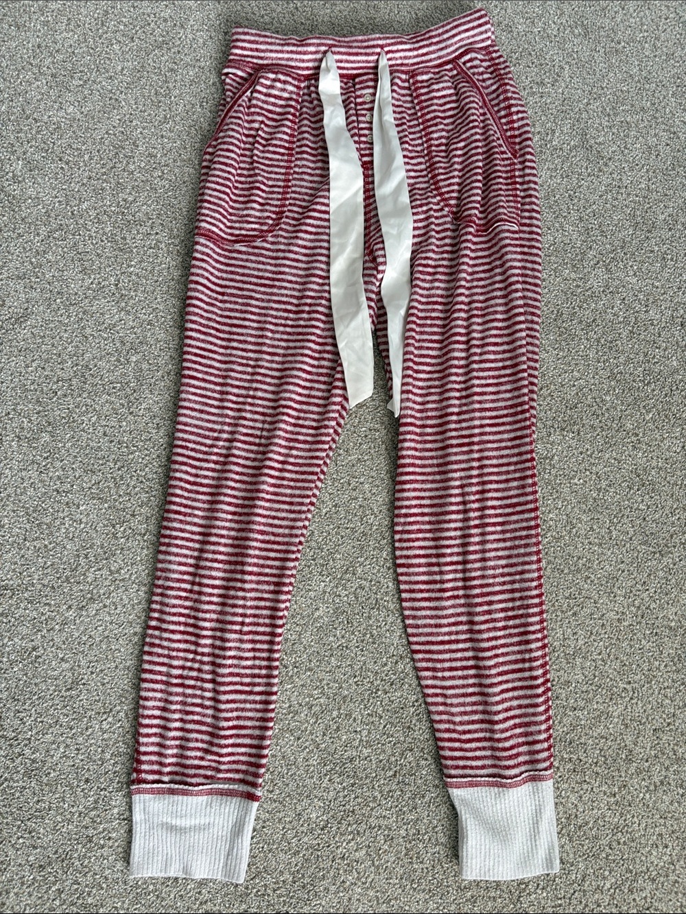 Abercrombie & Fitch Red and White Striped Pajama Bottoms